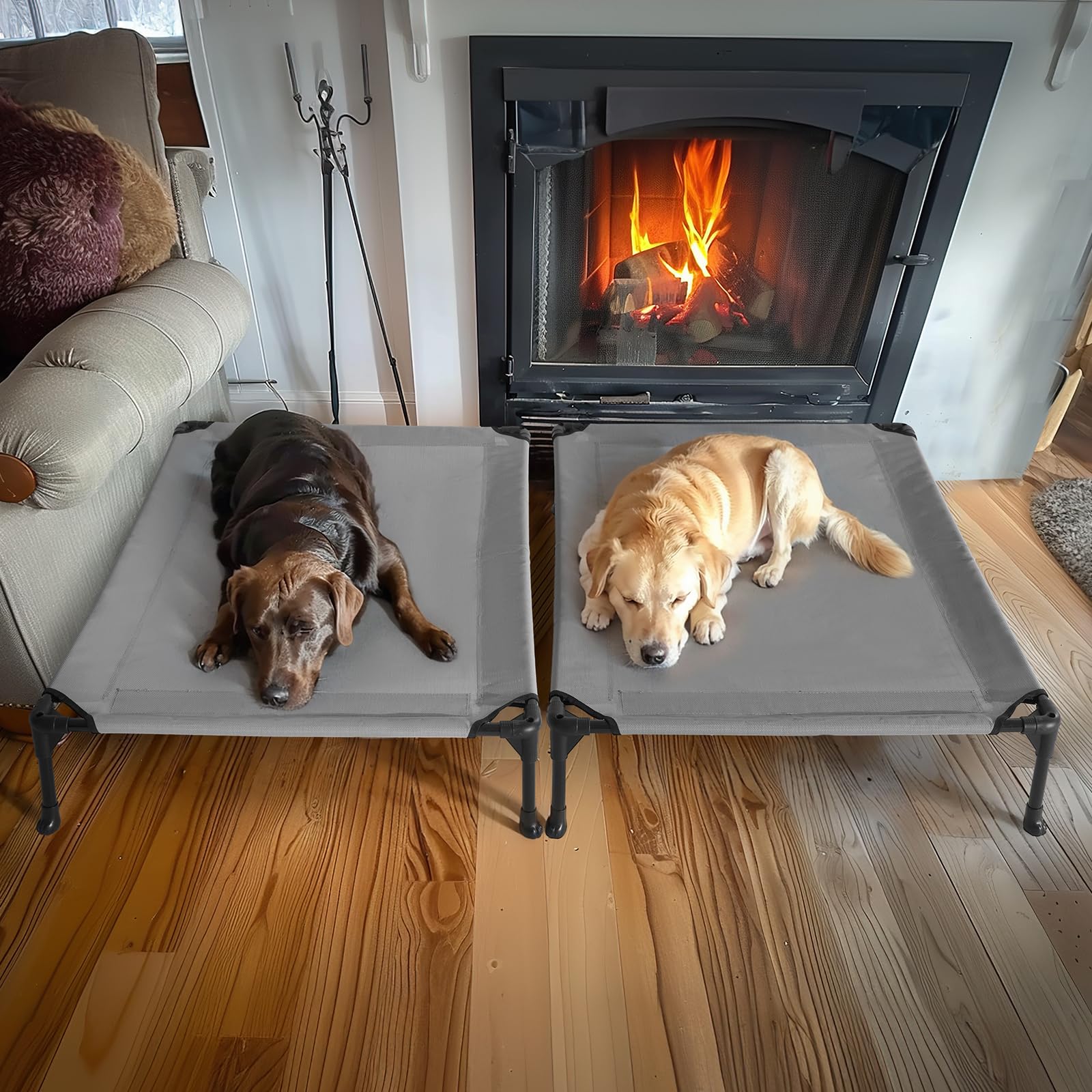 Veehoo 2 Pack Raised Dog Bed, Cooling Elevated Dog Bed, Portable Pet Cot With Washable & Breathable Mesh, No-Slip Feet, Durable